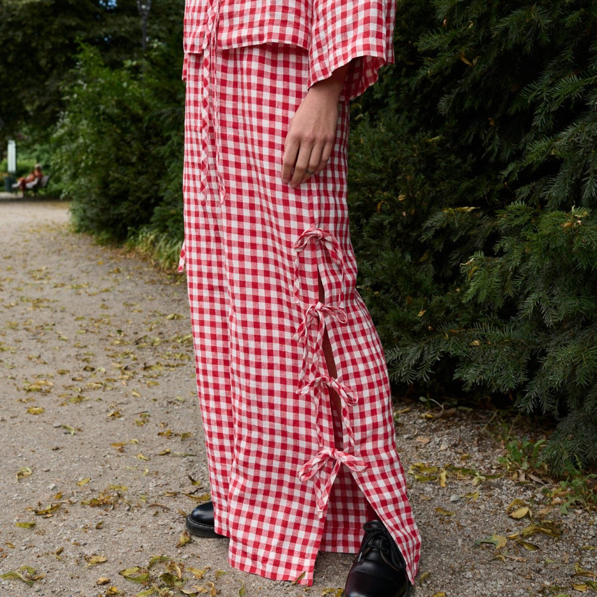 Uma Gingham Trousers in Red