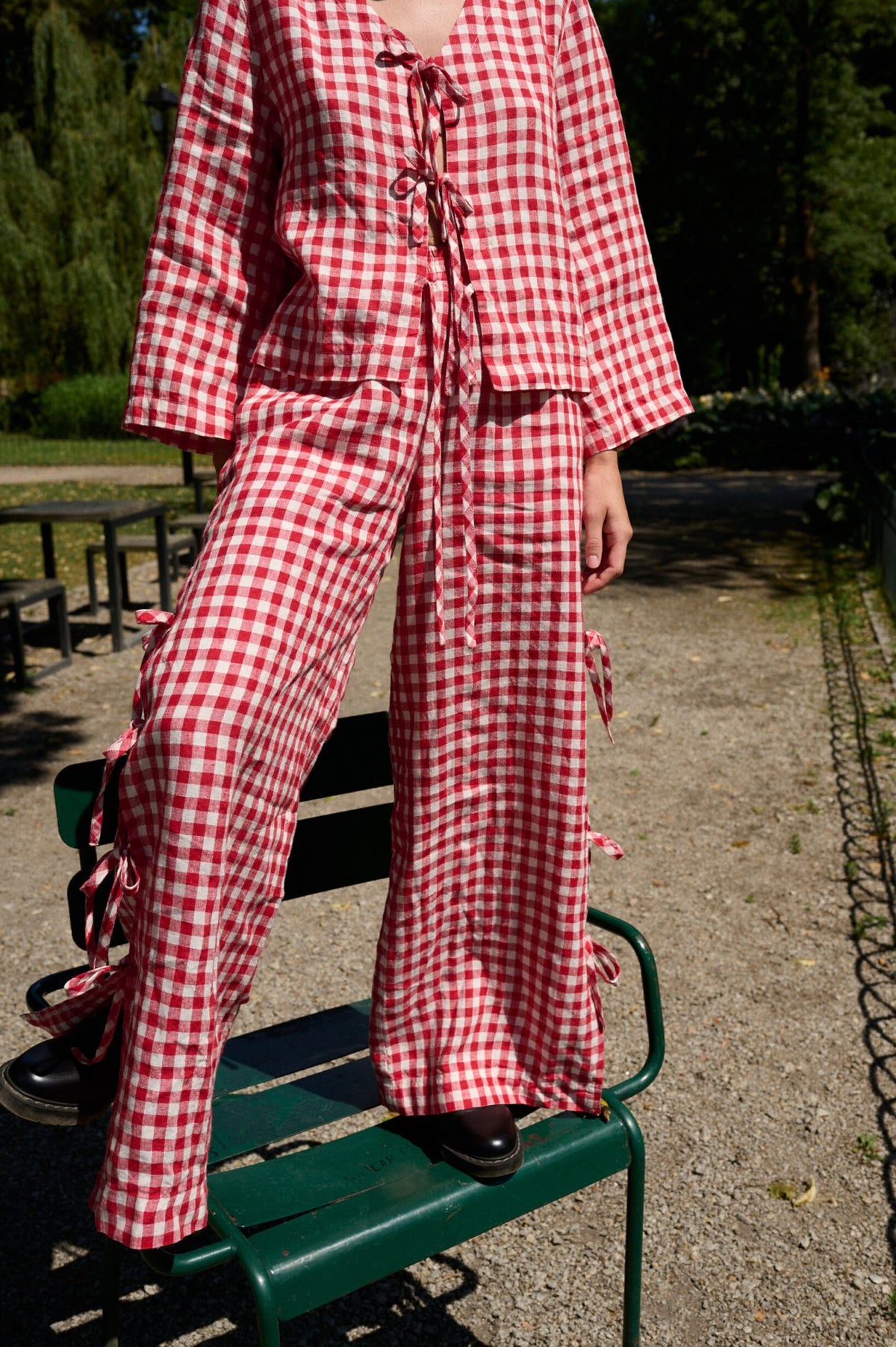 Uma Gingham Trousers in Red