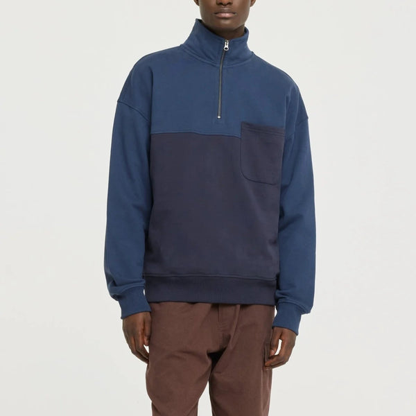 Milton Zip Sweatshirt in Navy