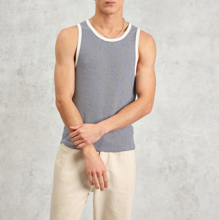Montague Vest in Mini Stripe Rib
