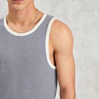 Montague Vest in Mini Stripe Rib Blue
