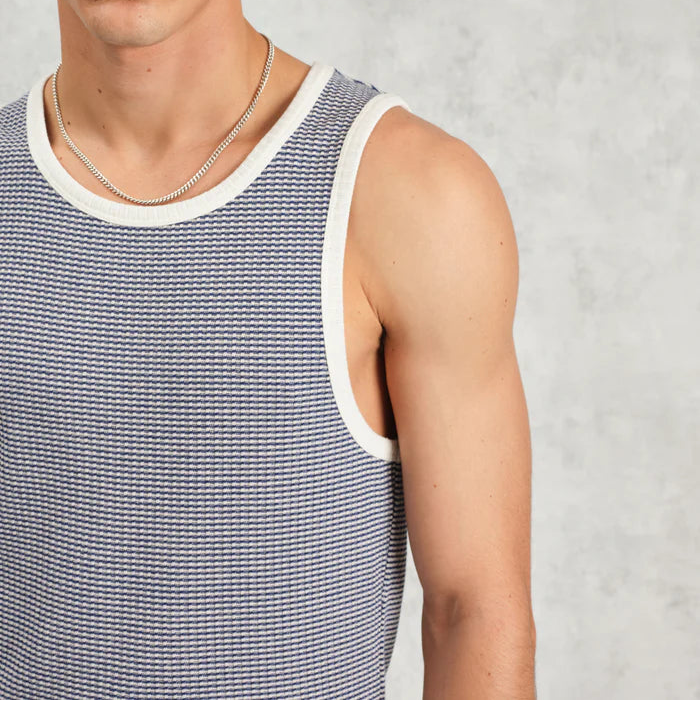 Montague Vest in Mini Stripe Rib