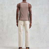 Montague Vest in Mini Stripe Rib Brown