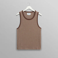 Montague Vest in Mini Stripe Rib Brown