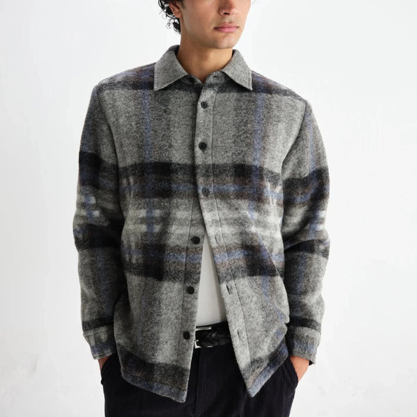 Nolan Overshirt in Grey/Blue Check
