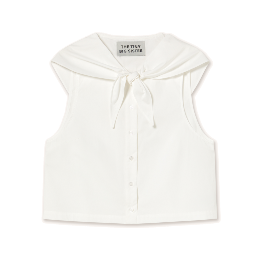 Sleeveless Scarf Neck Blouse in White