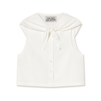 Sleeveless Scarf Neck Blouse in White