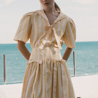 Striped Sailor Neck Blouse in Mellow Yellow