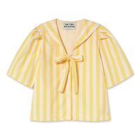 Striped Sailor Neck Blouse in Mellow Yellow