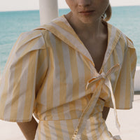 Striped Sailor Neck Blouse in Mellow Yellow