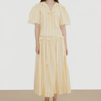 Striped Sailor Neck Blouse in Mellow Yellow