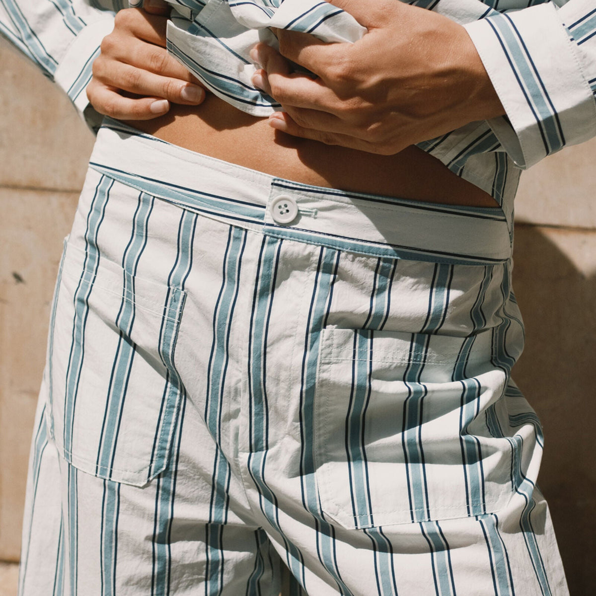 Retro Stripes Pant in Ice Blue
