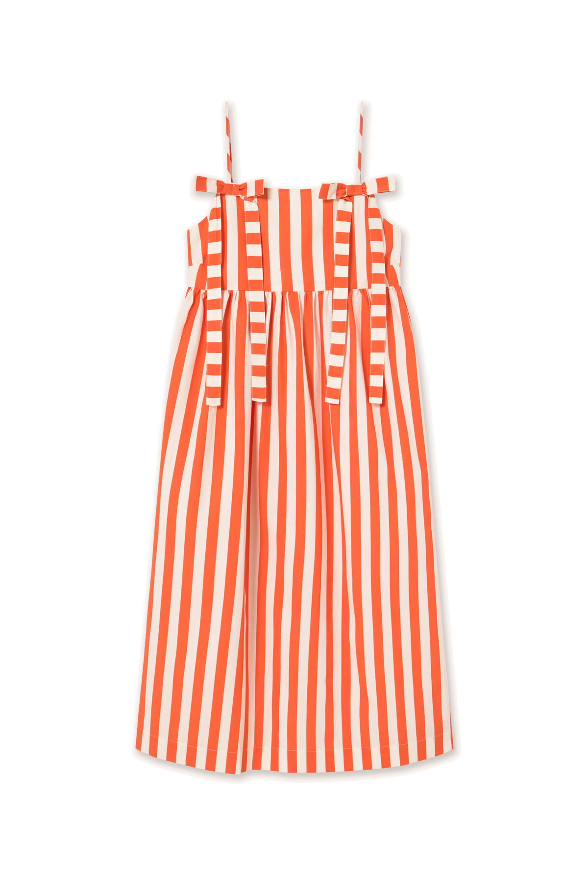 Striped Bows Dress in Summer Red