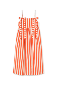 Striped Bows Dress in Summer Red