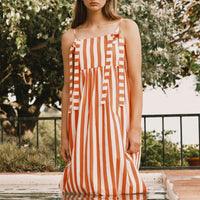 Striped Bows Dress in Summer Red