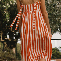 Striped Bows Dress in Summer Red