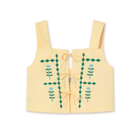 Geometric Flowers Top in Mellow Yellow