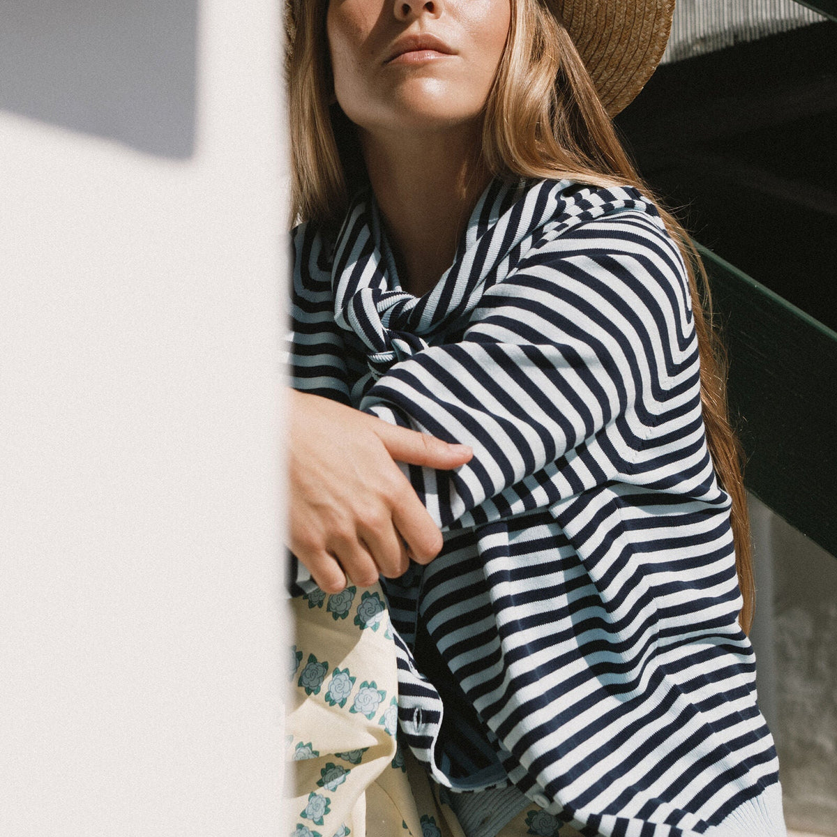 Striped Scarf Neck Lara Cardigan
