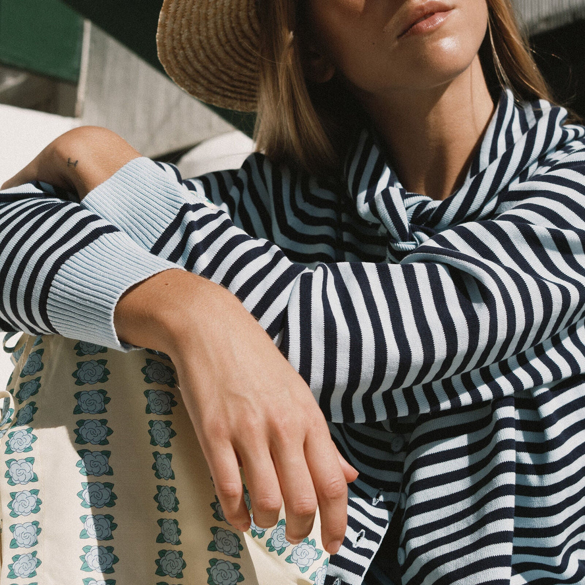 Striped Scarf Neck Lara Cardigan