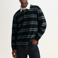 Rowhill Mirror Stripe Rugby in Green/Blue