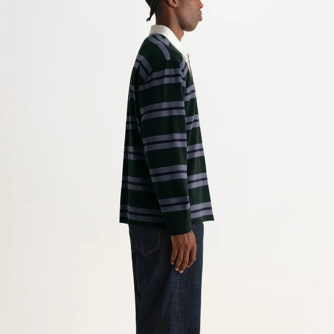 Rowhill Mirror Stripe Rugby in Green/Blue