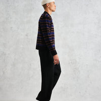 Scafell Jumper in Black/Blue Rib Stitch