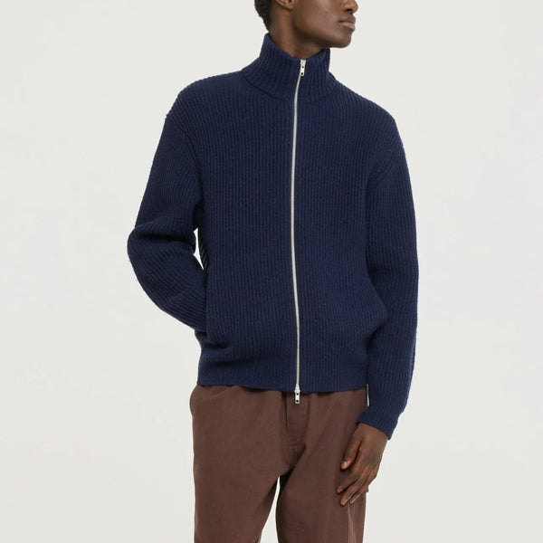 The Seasons Zip Cardigan in Navy