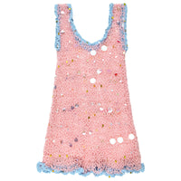 Fishnet Mini Dress in Pink/Blue