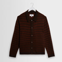 Tristan Rib Check Knit Polo in Brown
