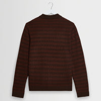Tristan Rib Check Knit Polo in Brown