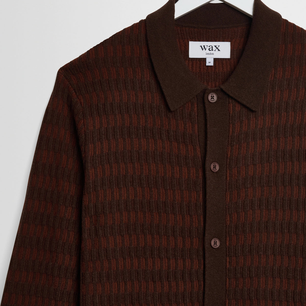 Tristan Rib Check Knit Polo in Brown