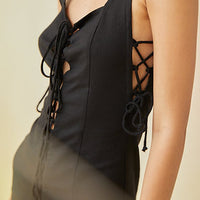 Agata Linen Mini Dress in Black