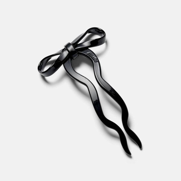 Large Bow Hairpin in Black