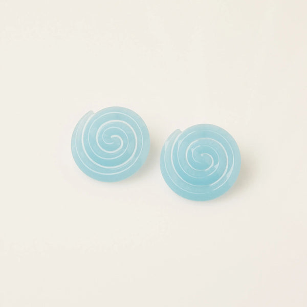 Acetate Spiral Earrings in Baby Blue