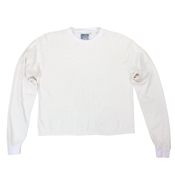 Cropped Long Sleeve Tee in Washed White