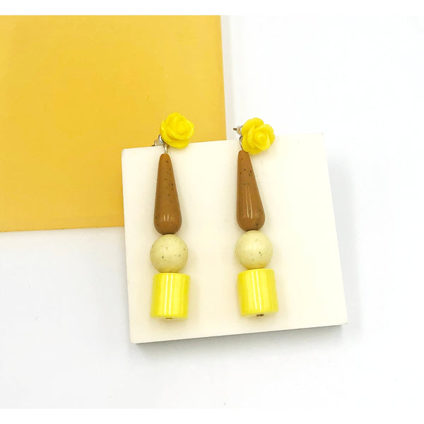 Yellow Rose Earrings