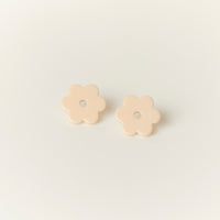 Small Acetate Daisy Earrings in Ivory