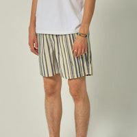 Striped Canvas Drawstring Shorts