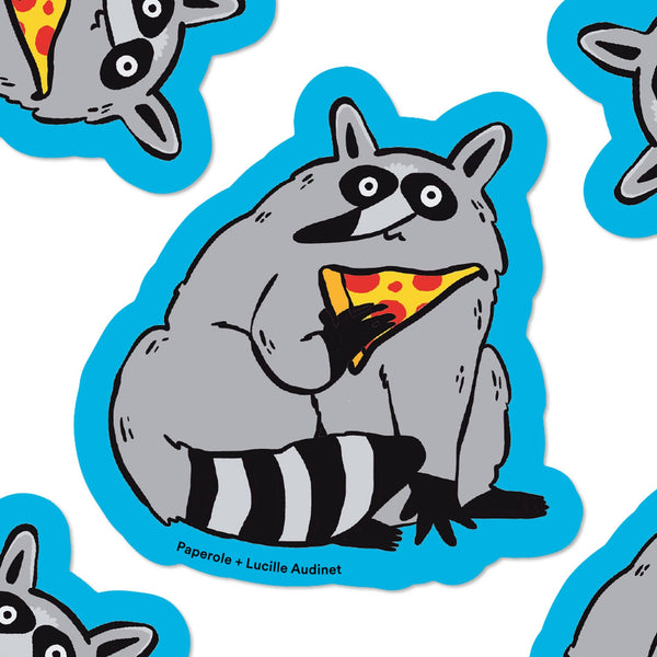 Raccoon Pizza Sticker