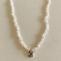 Baroque Pearl Checkerboard Necklace